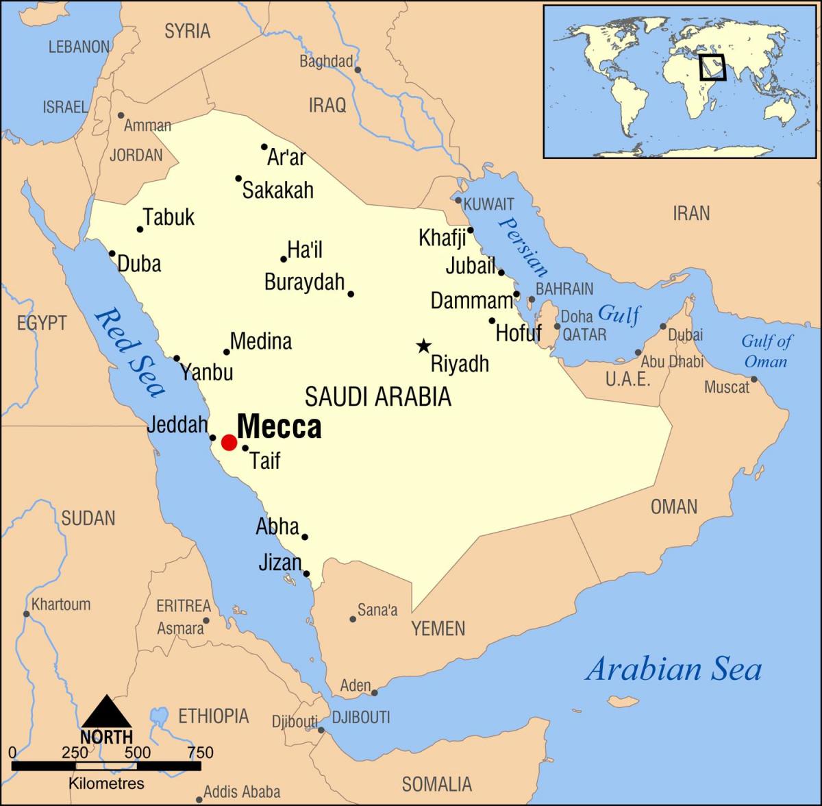 bản đồ của hijra đường Mecca