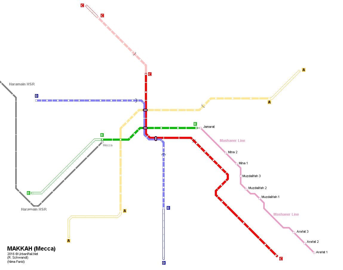 bản đồ của Mecca metro